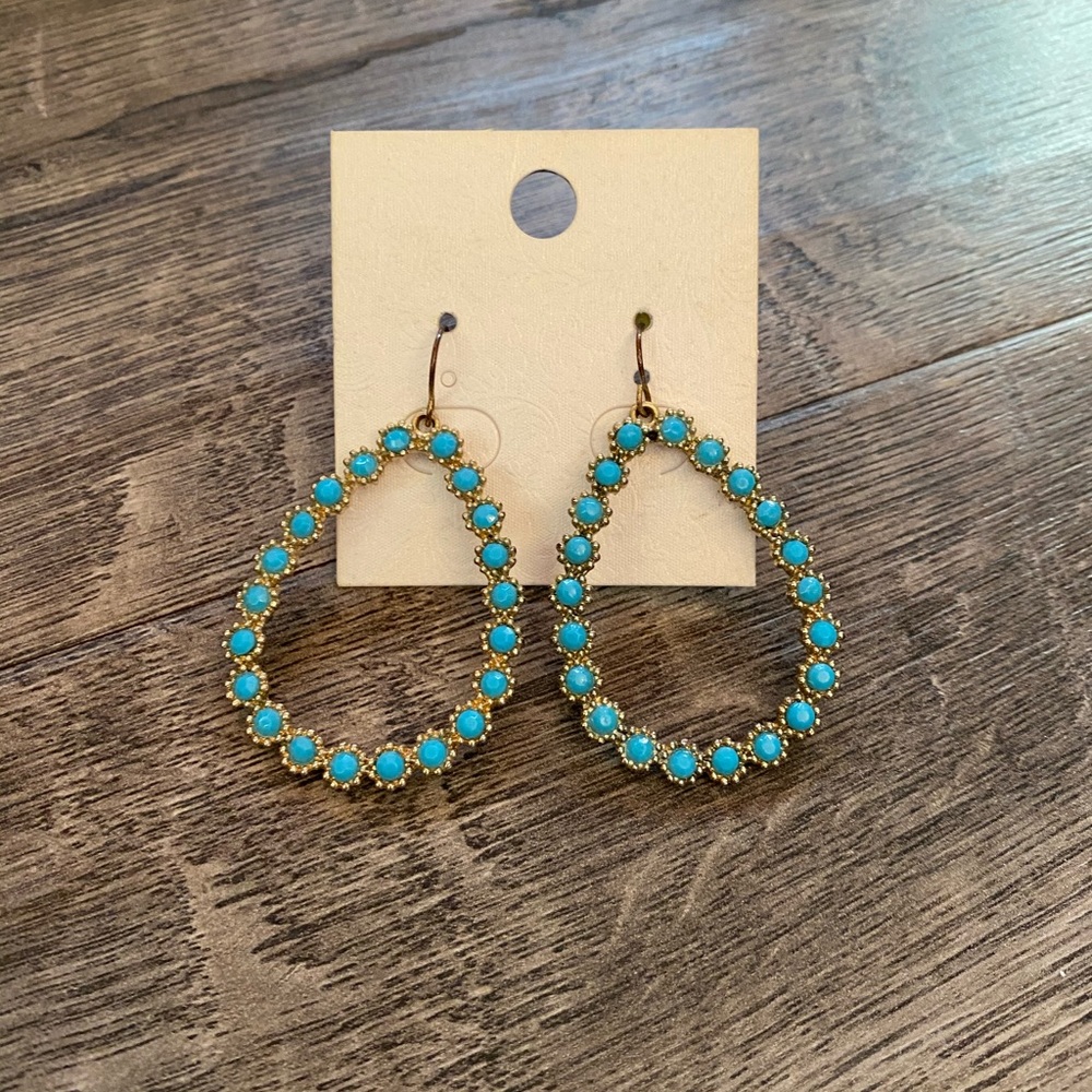 FRANCESSCAS Turquoise and Gold Teardrop Earrings